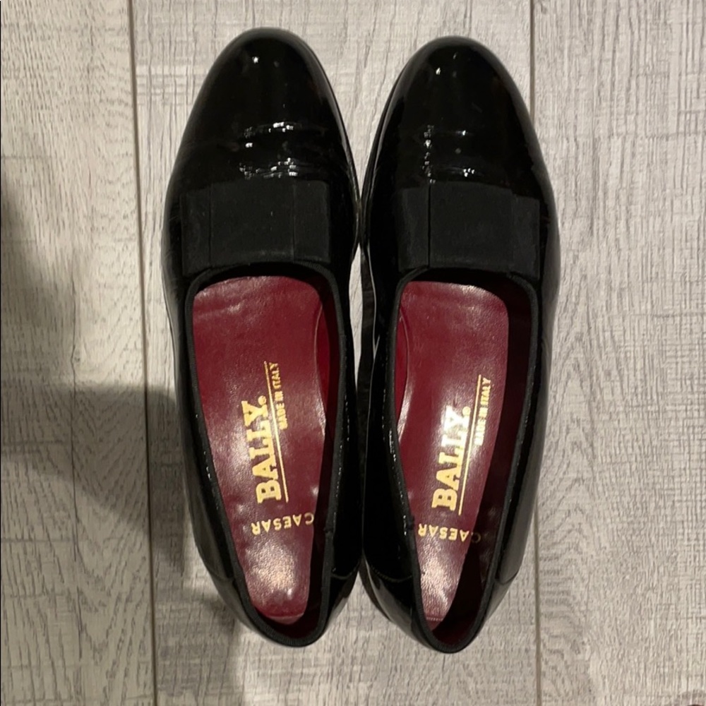 Bally black loafers with bows